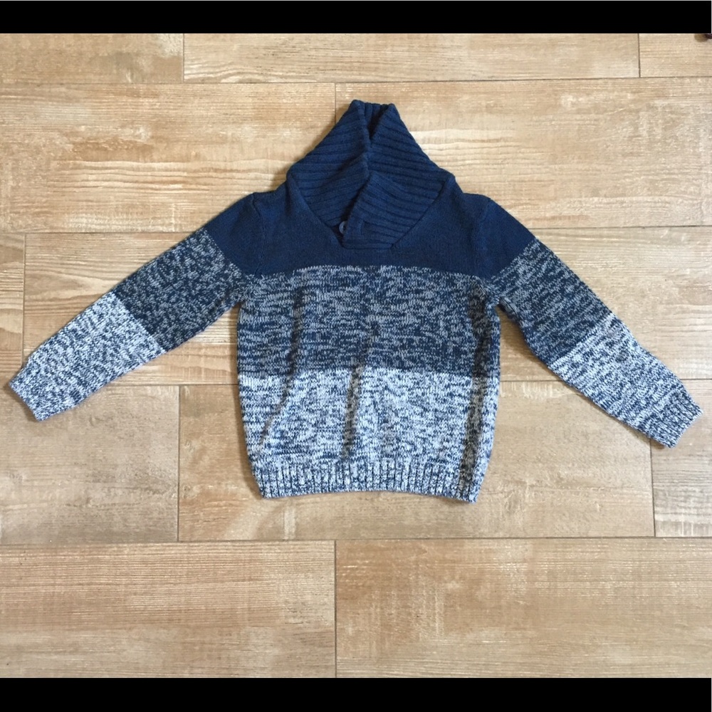 SOLD Retrofit • Trendy Blue Striped Knit Sweater - Picture 1 of 8